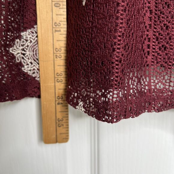 Altar’d State NWT Fit Flare Dress Small Burgundy Medallion Lace Sleeveless - Picture 4 of 9